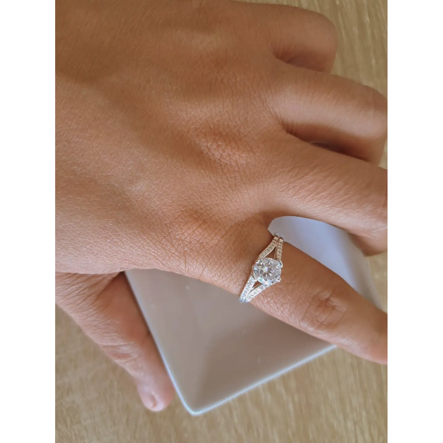 Anillo Solitario Moissanita Talla 18 3