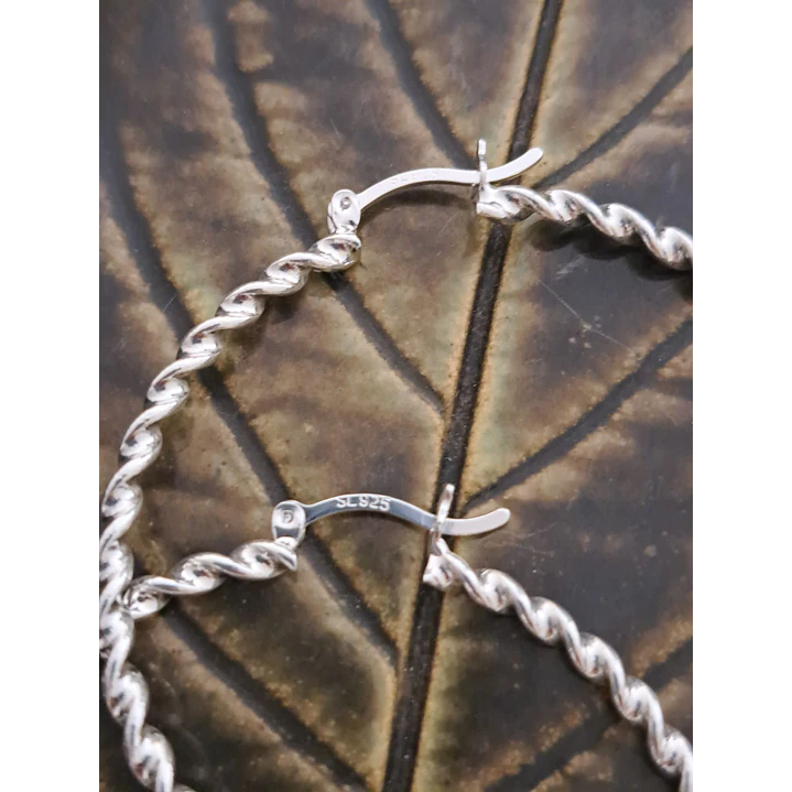 Argollas Circulares Entorchadas Plata Laminada 50mm 1