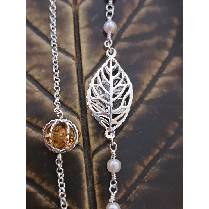 Pulseras de Plata Laminada con Diseños Artesanales: Hoja con Perlas o Esfera 2