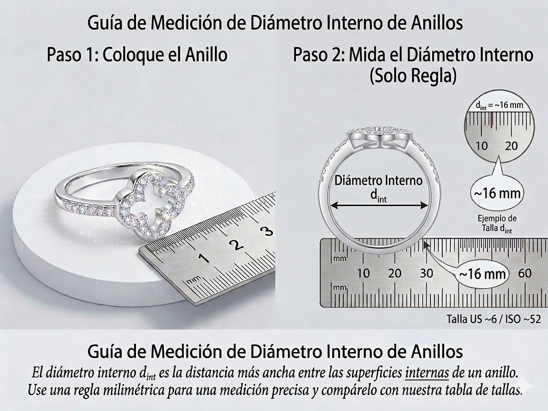 Anillo trébol de la suerte con circones en plata 925 — Talla 14 3