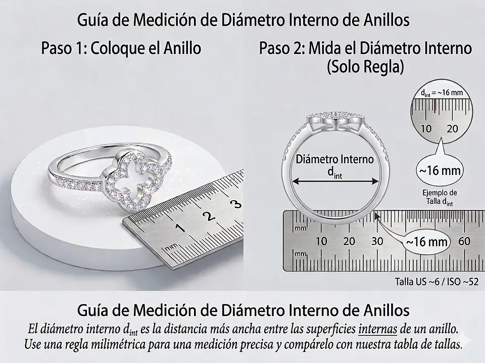 Anillo trébol de la suerte con circones en plata 925 — Talla 14 3