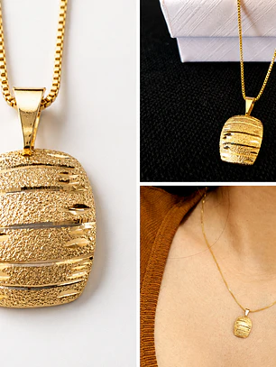 Collar con placa satinada enchapado en oro