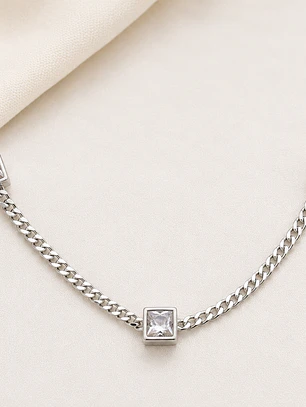 Collar grumet de plata 925 con circones cuadrados