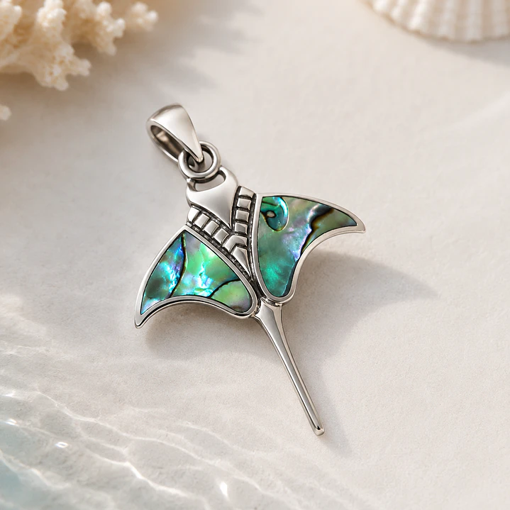 Colgante mantarraya con abalón reconstituido en plata 925 1