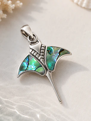 Colgante mantarraya con abalón reconstituido en plata 925