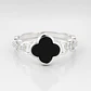 Anillo trébol de la suerte con ónix en plata 925 — Talla 12 - Miniatura 1