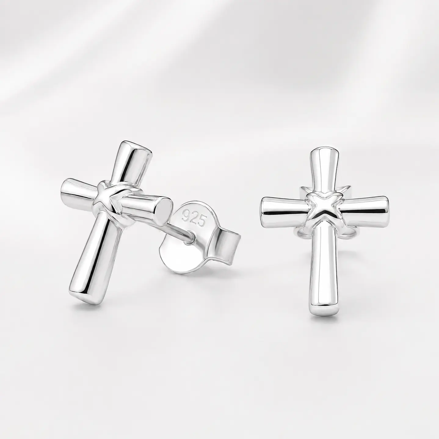 Aros cruz en plata 925 1