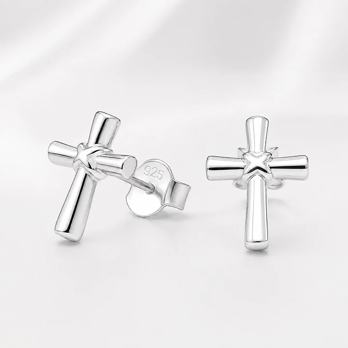 Aros cruz en plata 925 1