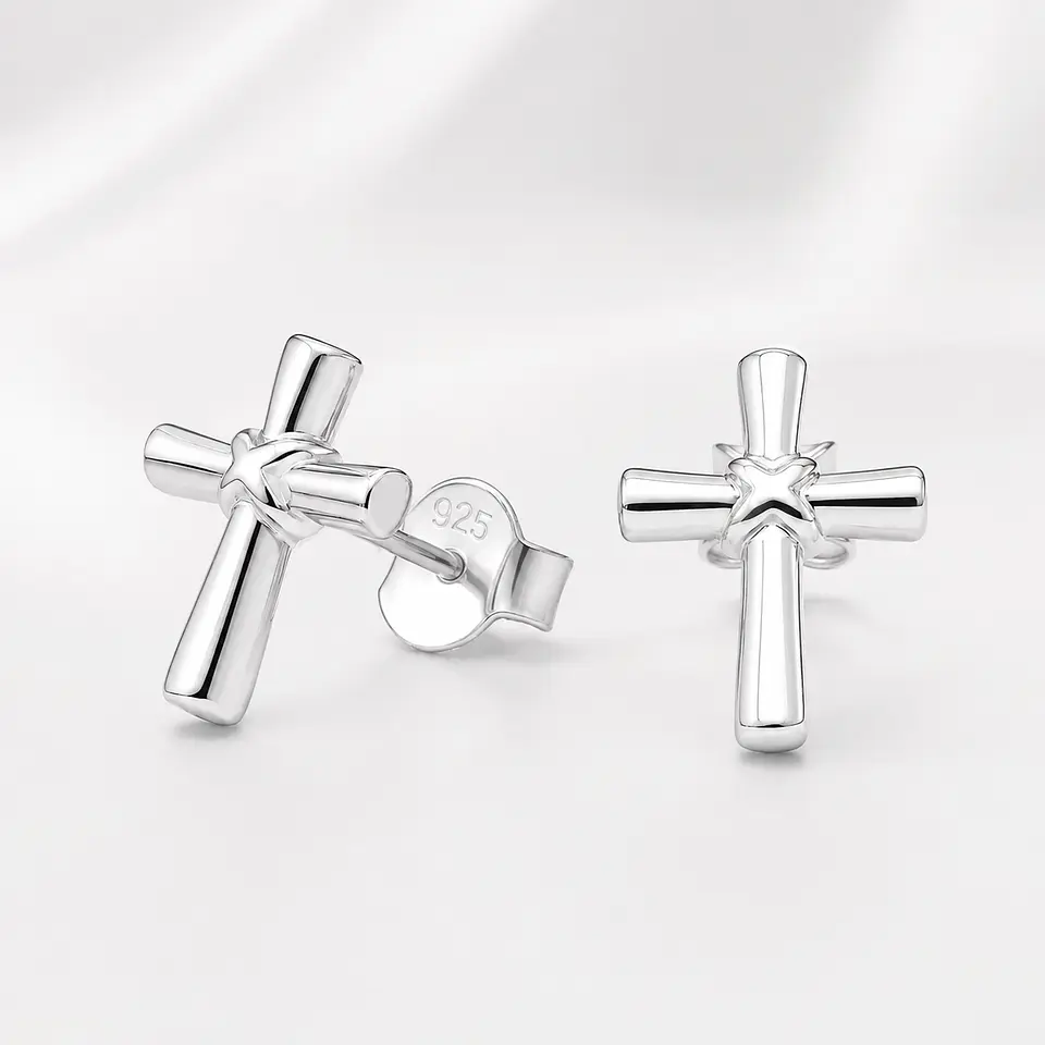 Aros cruz en plata 925 1