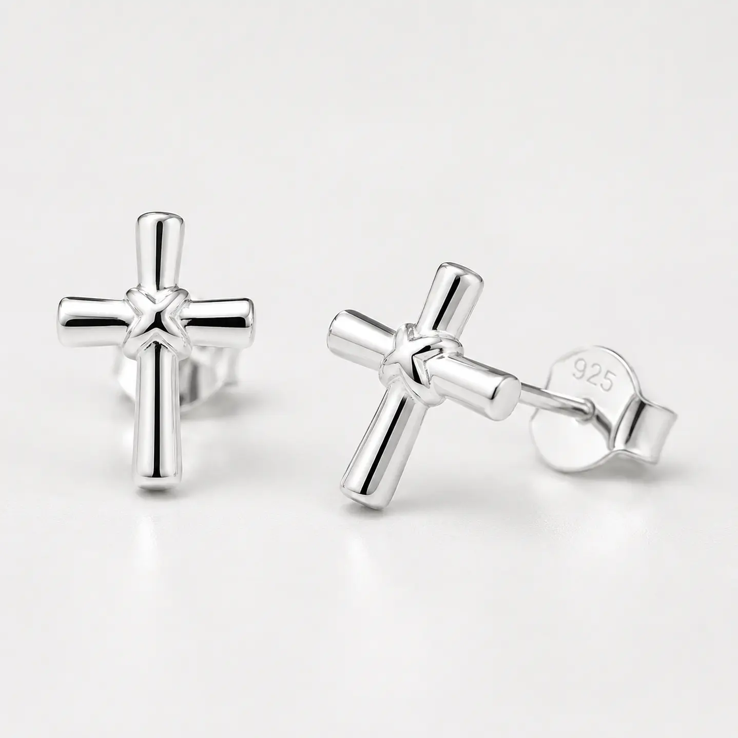 Aros cruz en plata 925 2