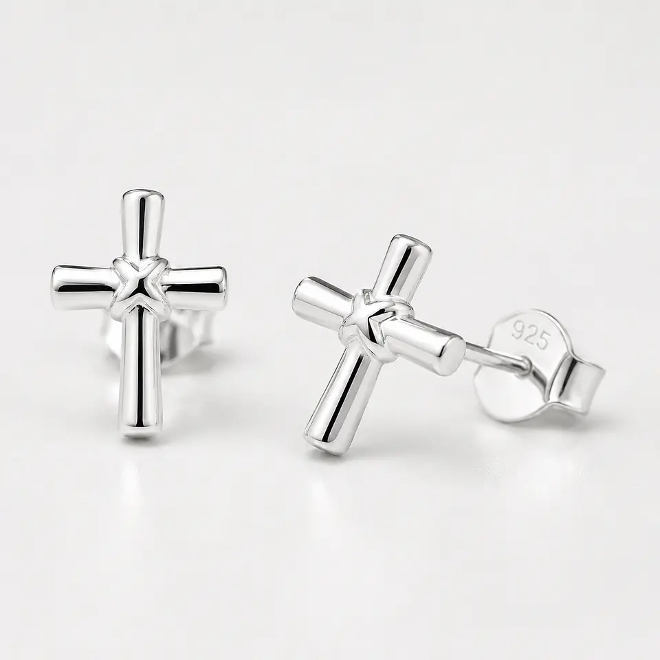 Aros cruz en plata 925 2