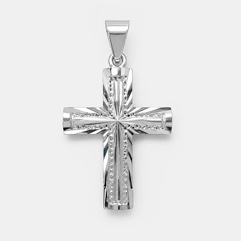 Colgante cruz facetada en plata 925