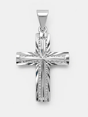 Colgante cruz facetada en plata 925