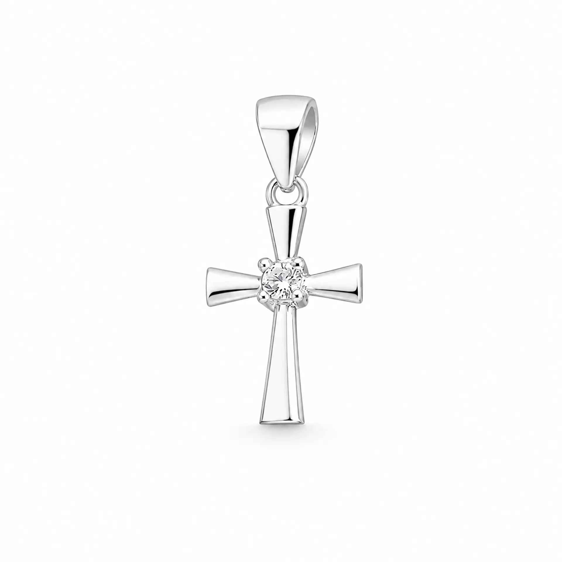 Dije cruz luminosa en plata 925 con circón 1