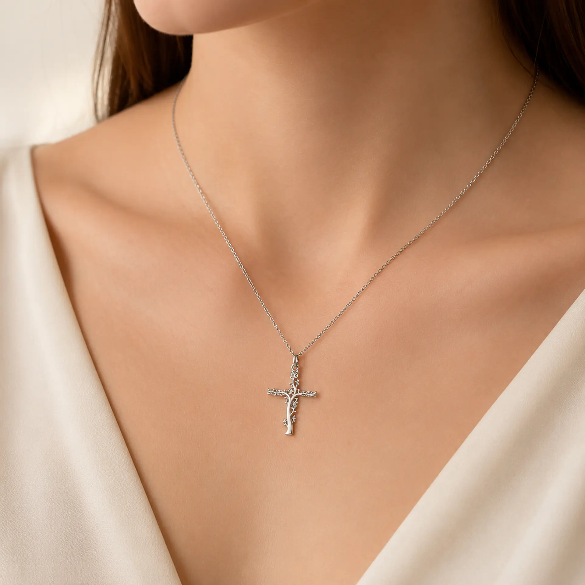Collar cruz espiga en plata 925 2