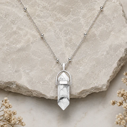 Collar Howlita blanca en plata 925