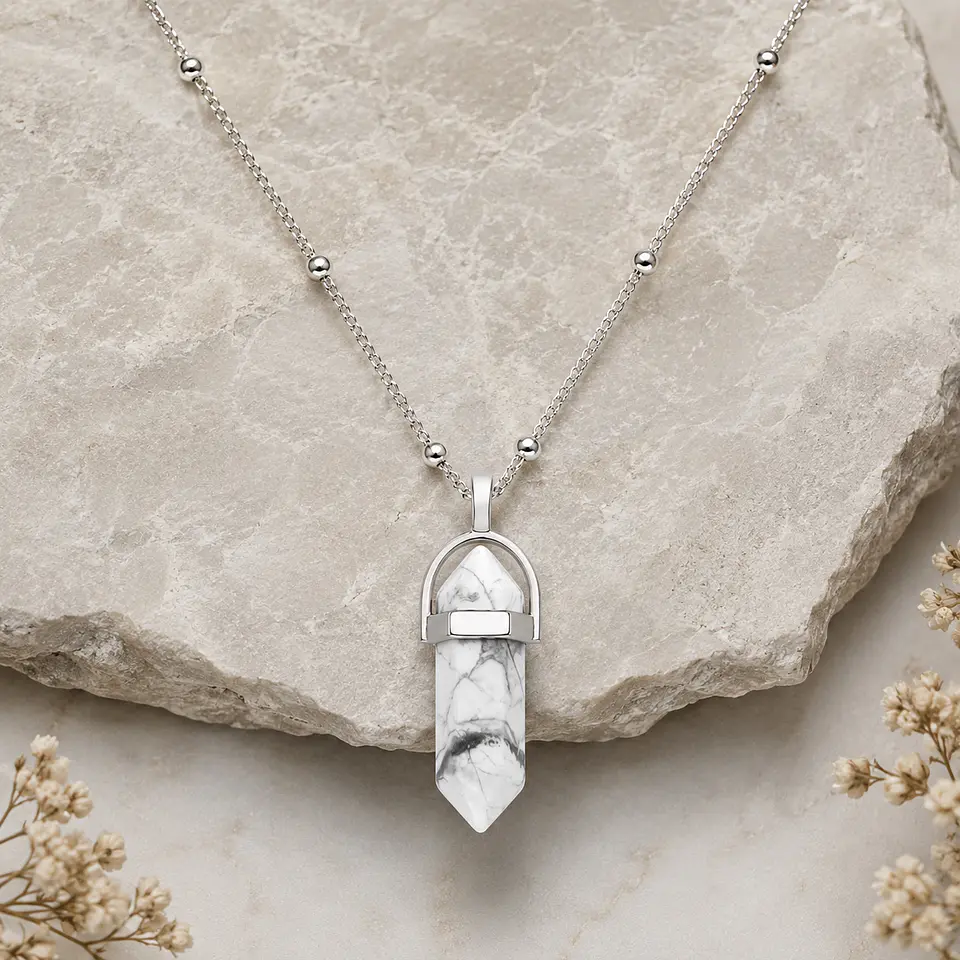 Collar Howlita blanca en plata 925 1