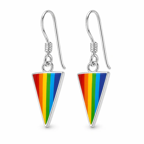 Aros prisma multicolor en plata 925