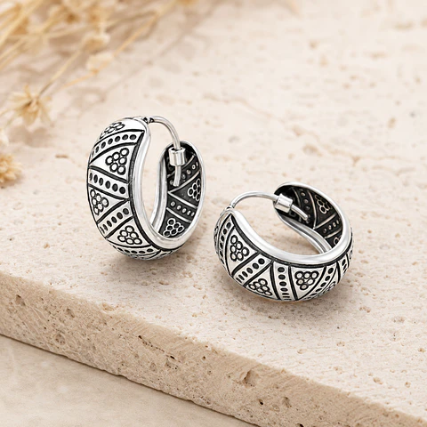 Argollas aura étnica en plata 925