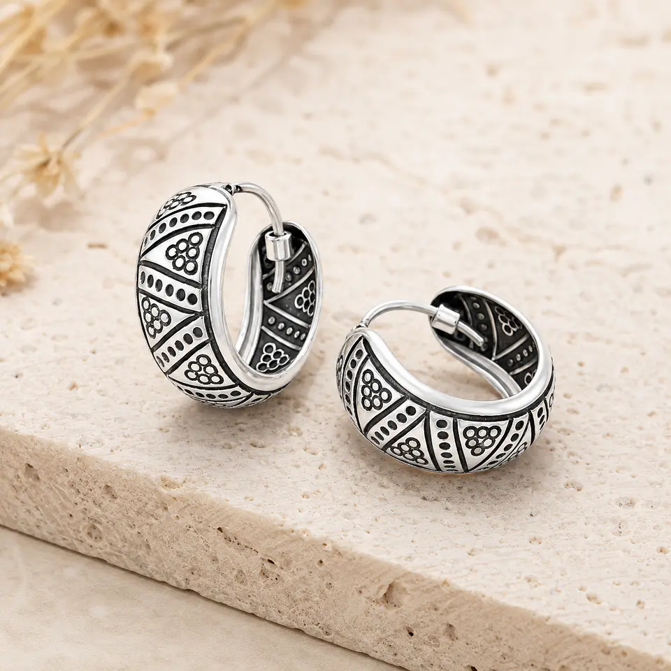 Argollas aura étnica en plata 925 1