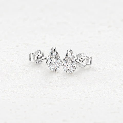 Aros gota cristal en plata 925
