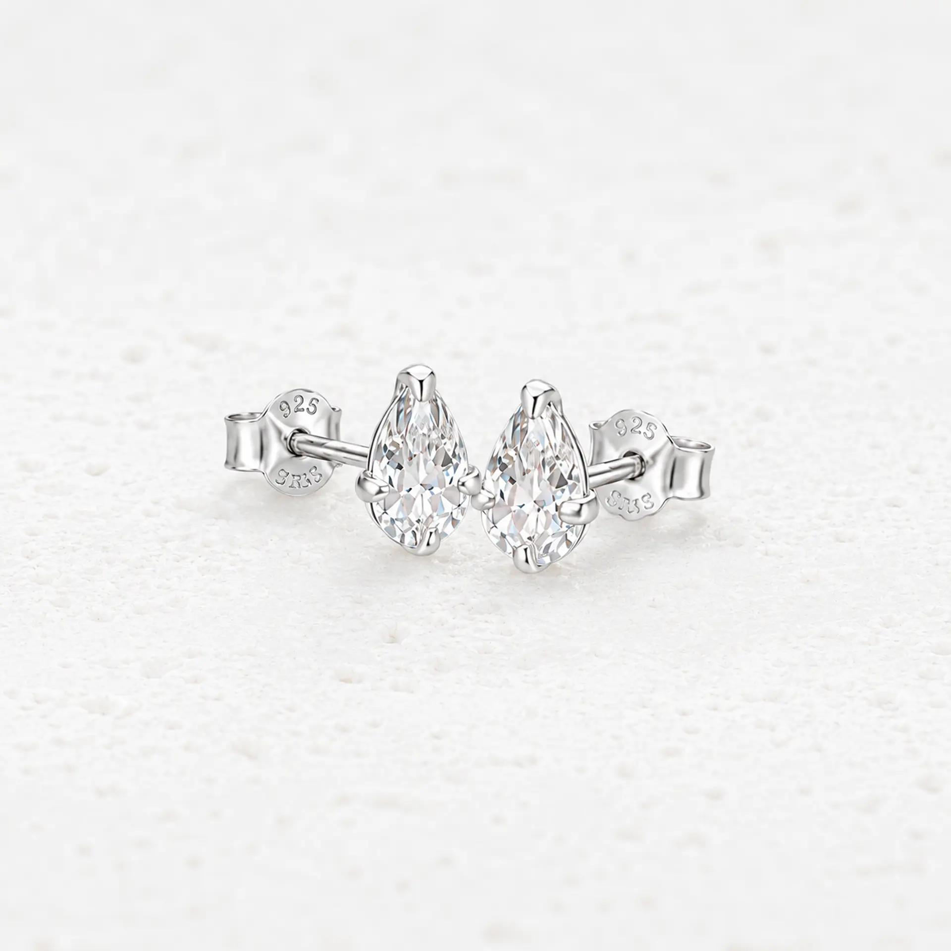 Aros gota cristal en plata 925 1