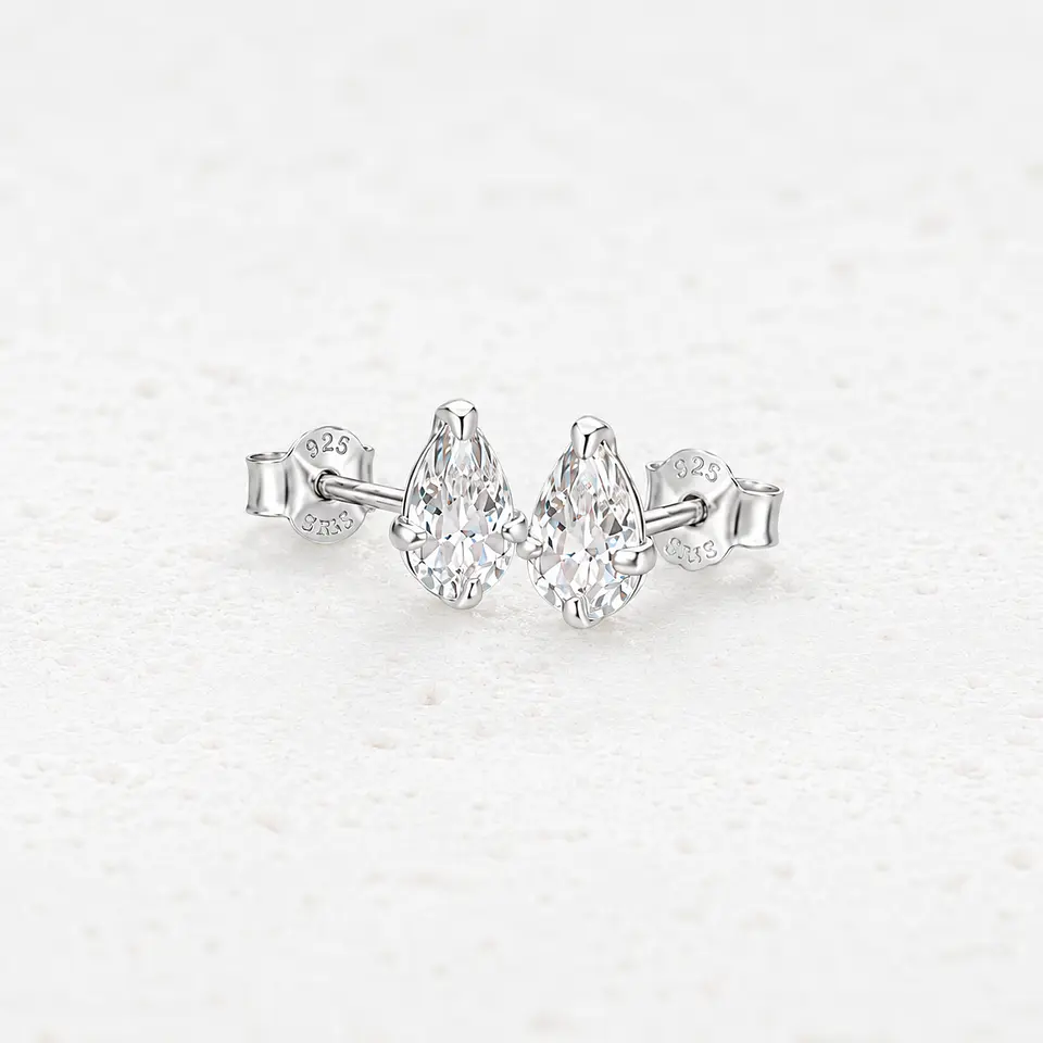 Aros gota cristal en plata 925 1