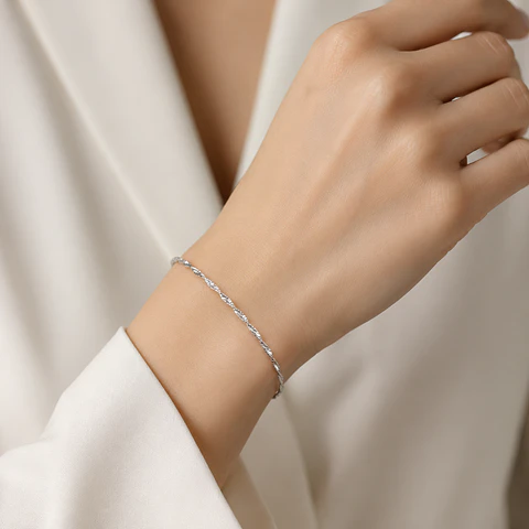 Pulsera italiana Singapur en plata 925