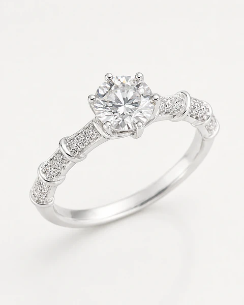 Anillo solitario de moissanita en plata 925 - talla 15