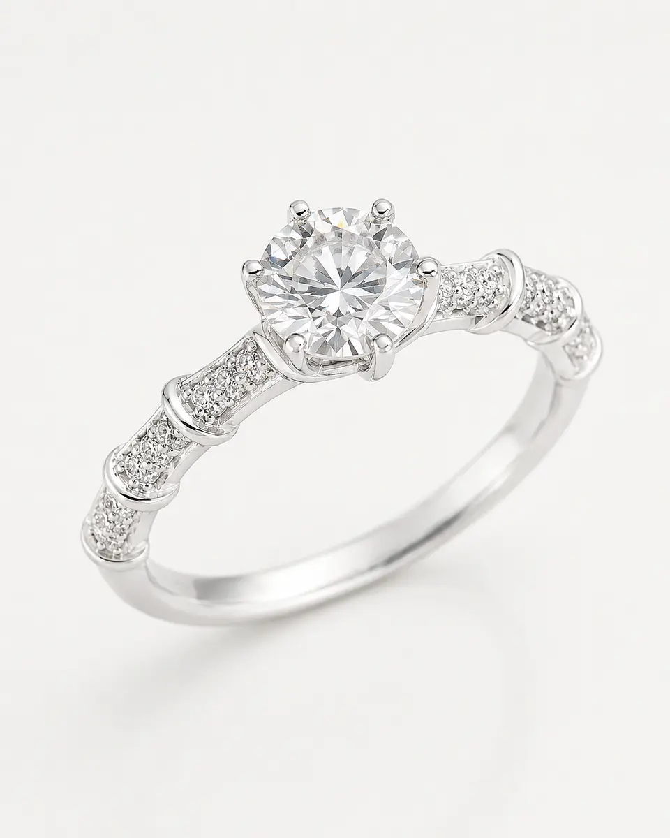 Anillo solitario de moissanita en plata 925 - talla 15 1