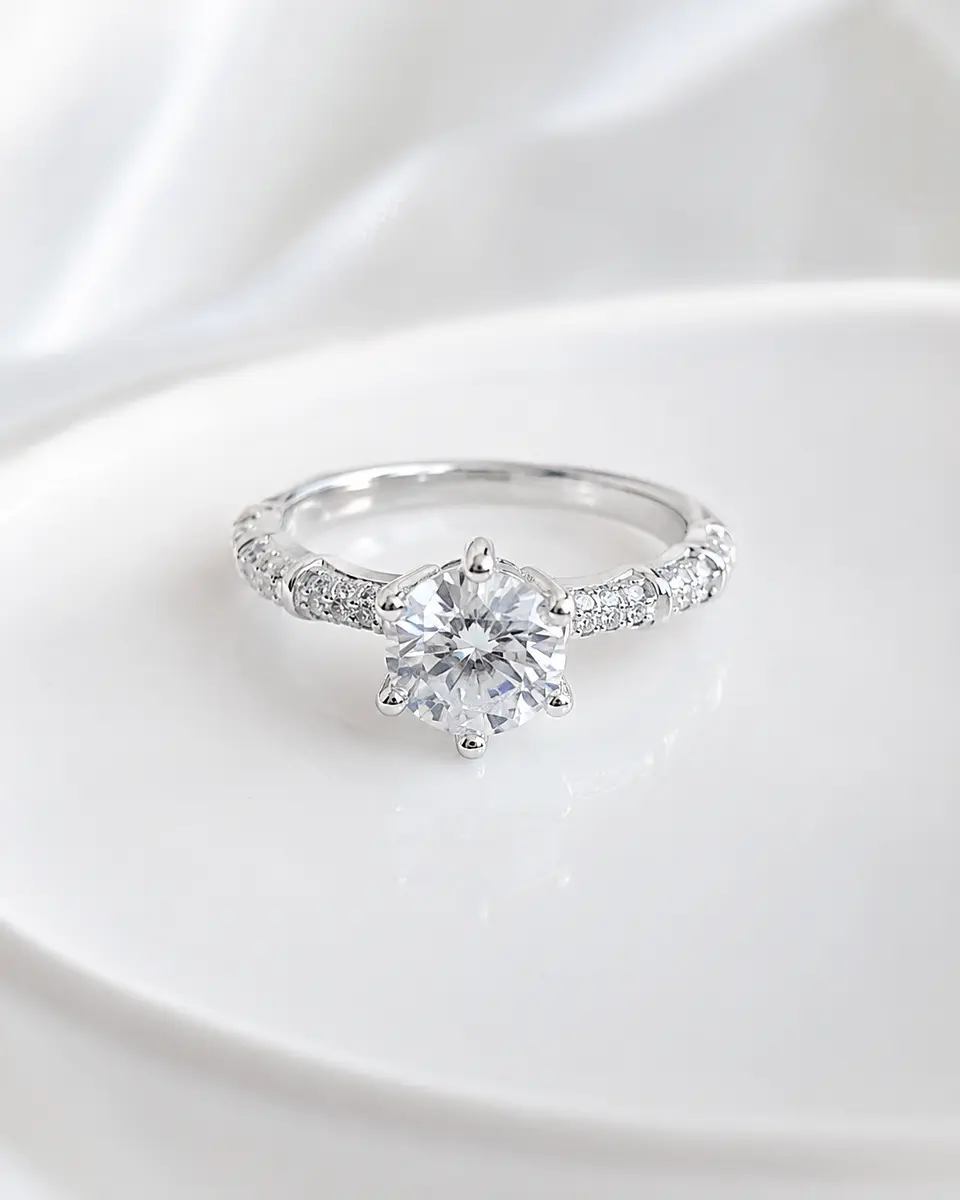 Anillo solitario de moissanita en plata 925 - talla 15 3
