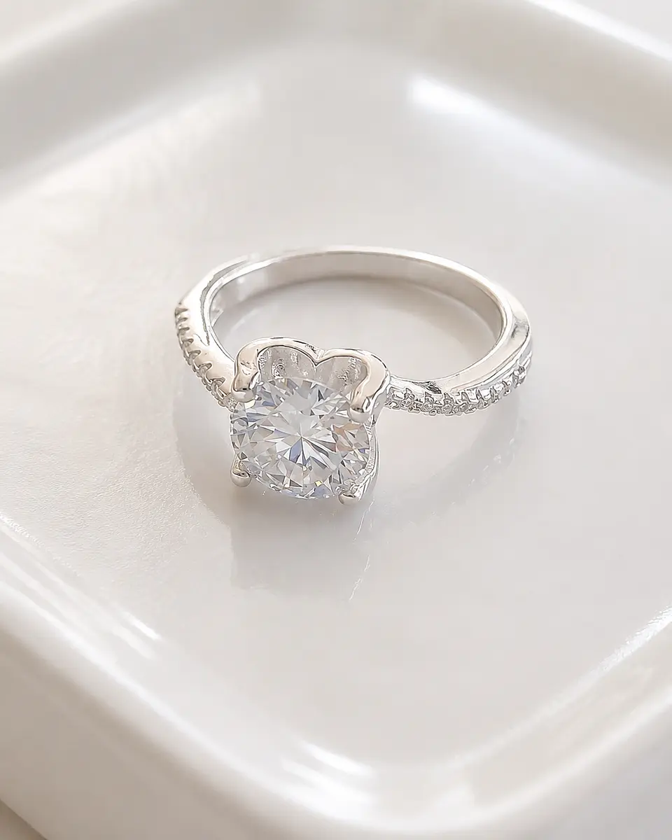 Anillo solitario de moissanita en plata 925 — Talla 12 1