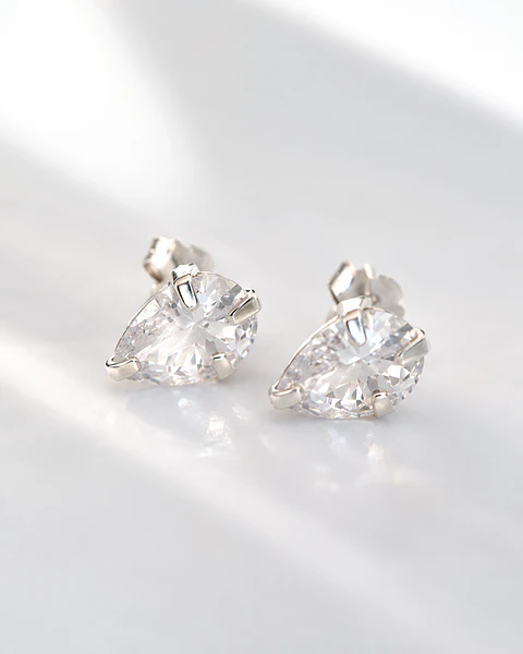Aros gota cristal en plata 925