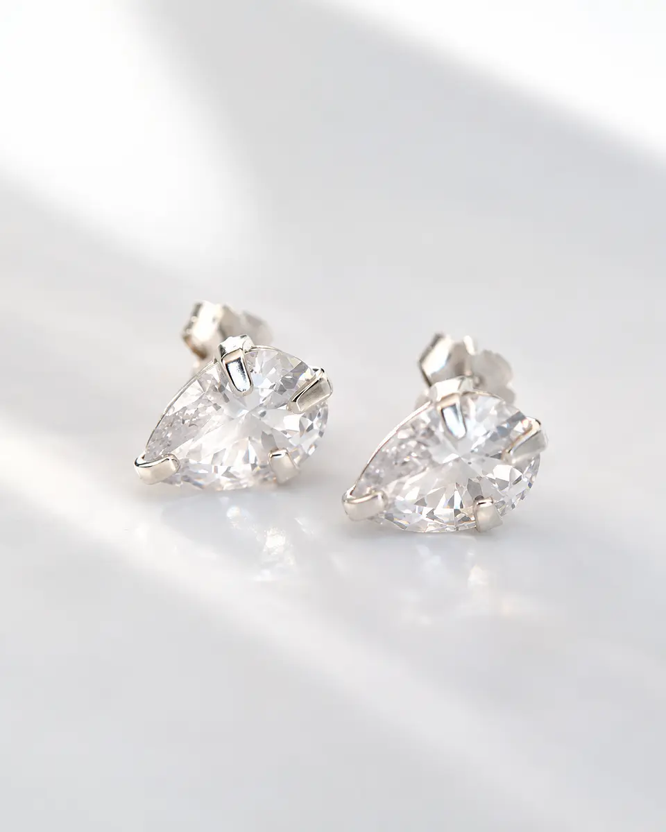 Aros gota cristal en plata 925 1