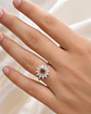 Anillo flor ajustable con circones en plata 925 - talla 14 - Miniatura 1