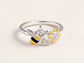 Anillo abeja y flor esmaltado ajustable en plata 925 - Miniatura 1
