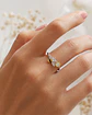 Anillo abeja y flor esmaltado ajustable en plata 925 - Miniatura 2