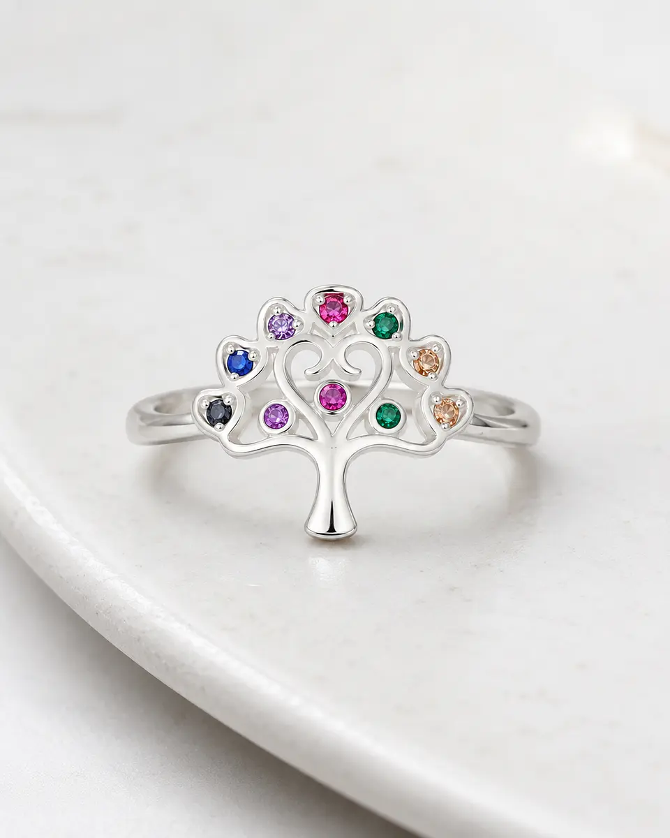 Anillo árbol de la vida con circones en plata 925 2