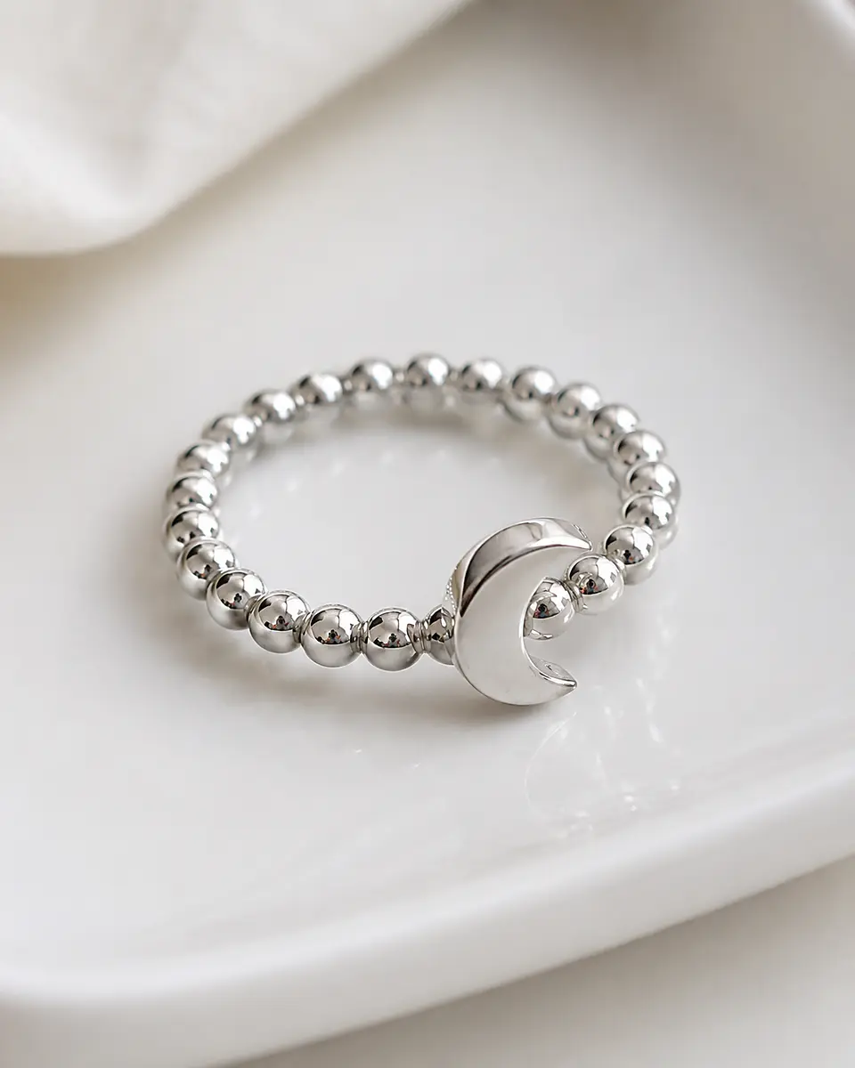 Anillo Luna con esferas en plata 925 1