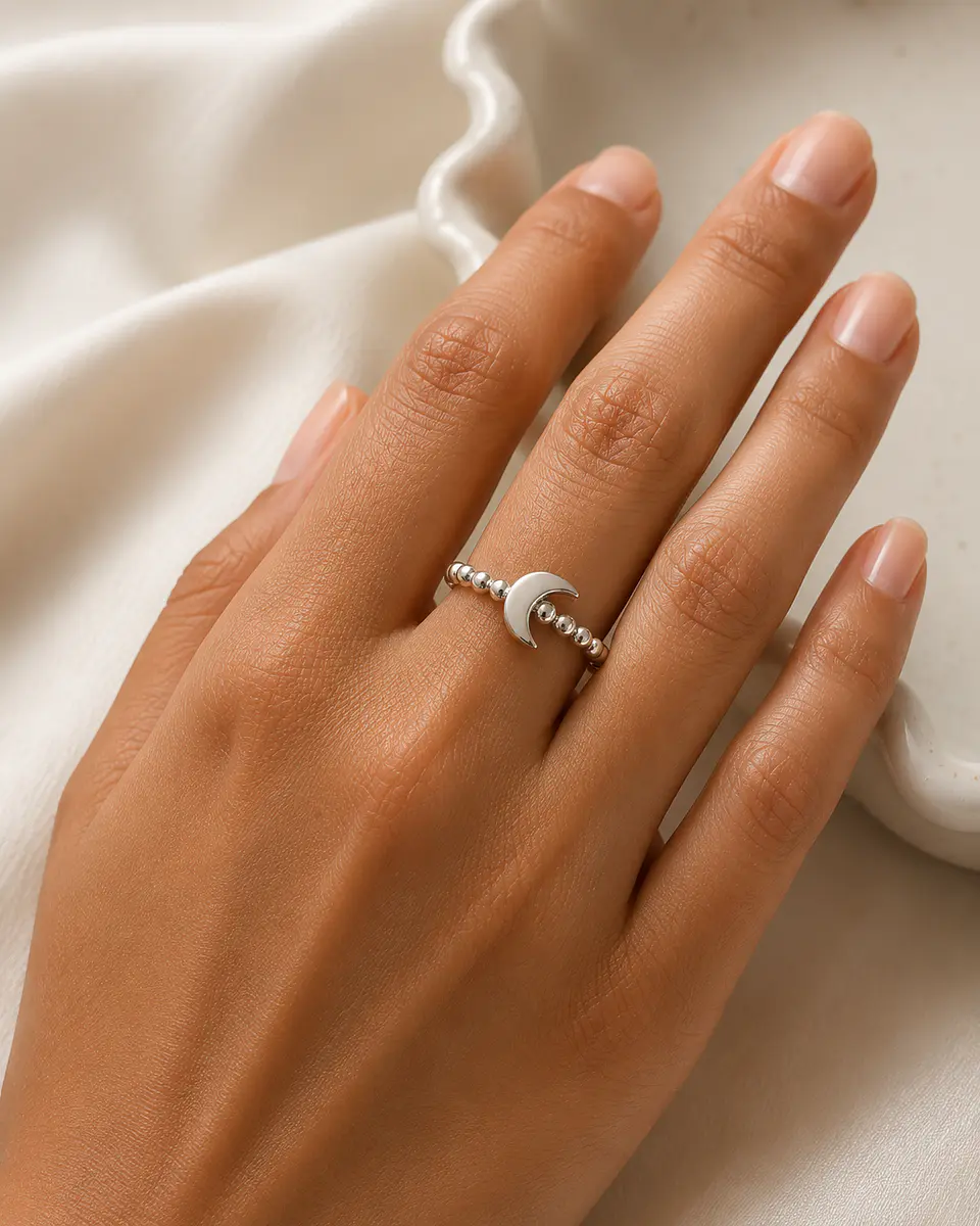 Anillo Luna con esferas en plata 925 2