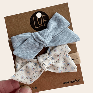 Pack x2 Cintillos Baby Flores Celeste