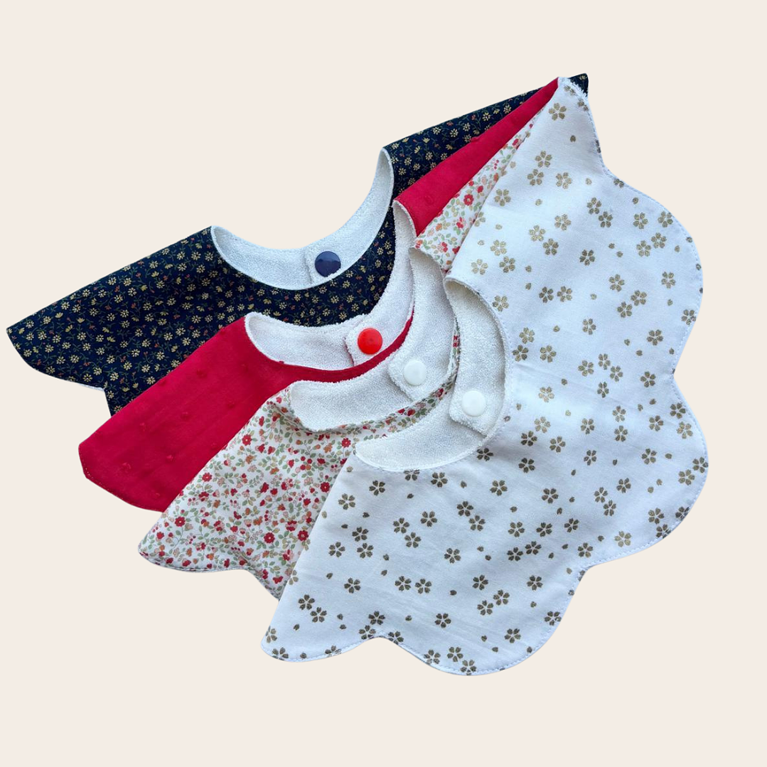 Babero Flor Flores Azul Marino Navidad 2