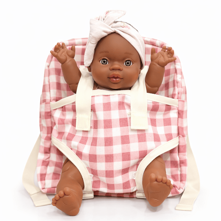 Mochila Porta Muñeca Big Vichy Rosado 1