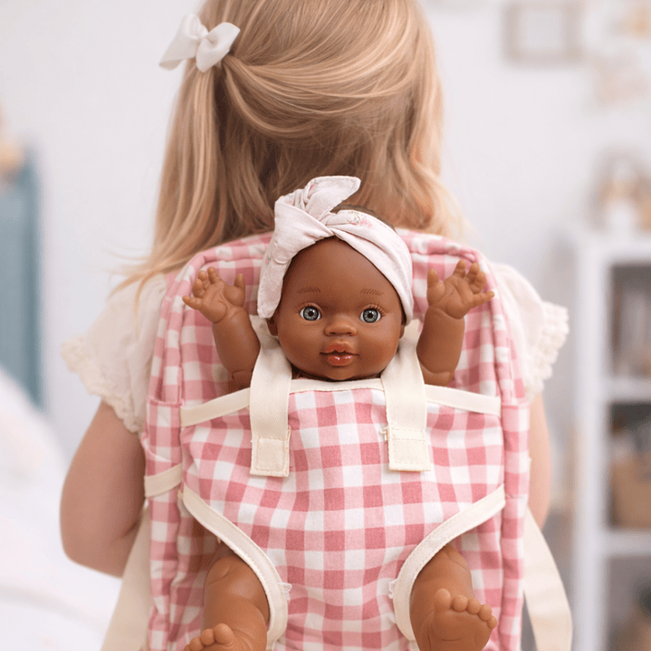 Mochila Porta Muñeca Big Vichy Rosado 4