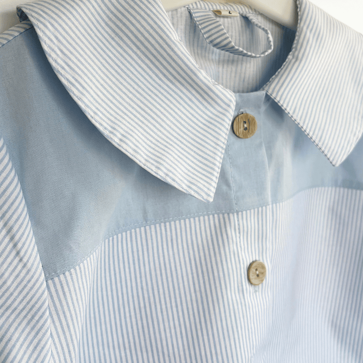 Delantal Rayas Celeste 2