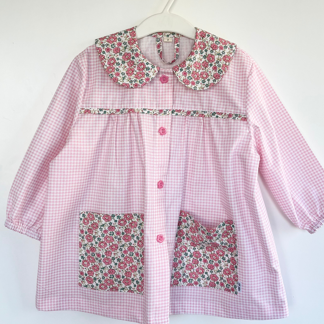 Delantal Flores - Vichy Rosado 1