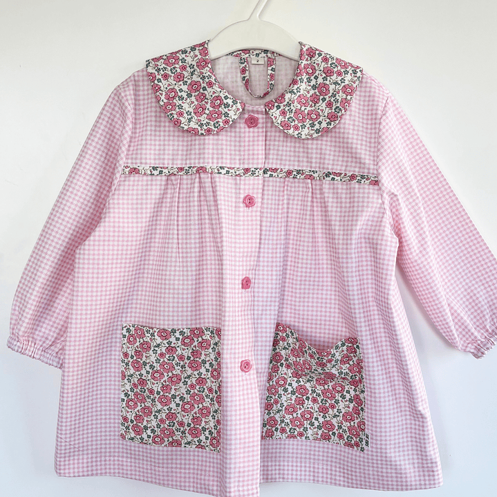 Delantal Flores - Vichy Rosado 1