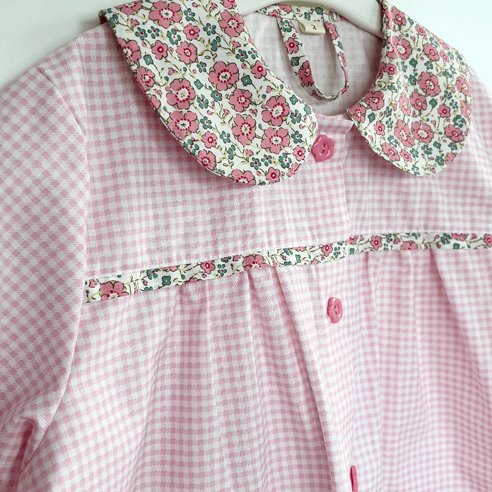 Delantal Flores - Vichy Rosado 2