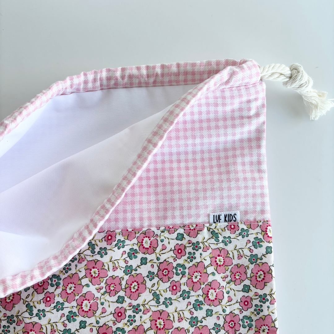 Bolsita Colación Flores y Vichy Rosada 2