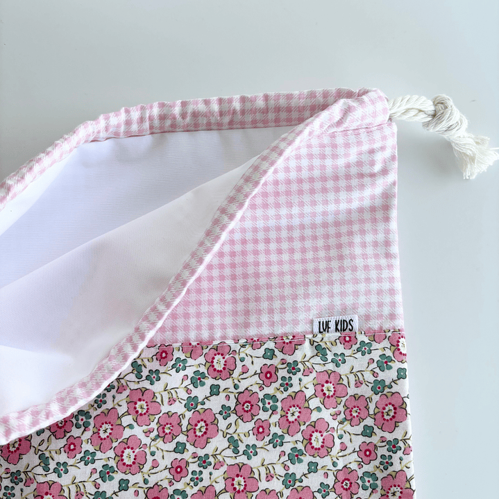 Bolsita Colación Flores y Vichy Rosada 2